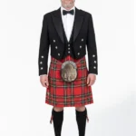 Black Prince Charlie Kilt Outfit For Men's Front