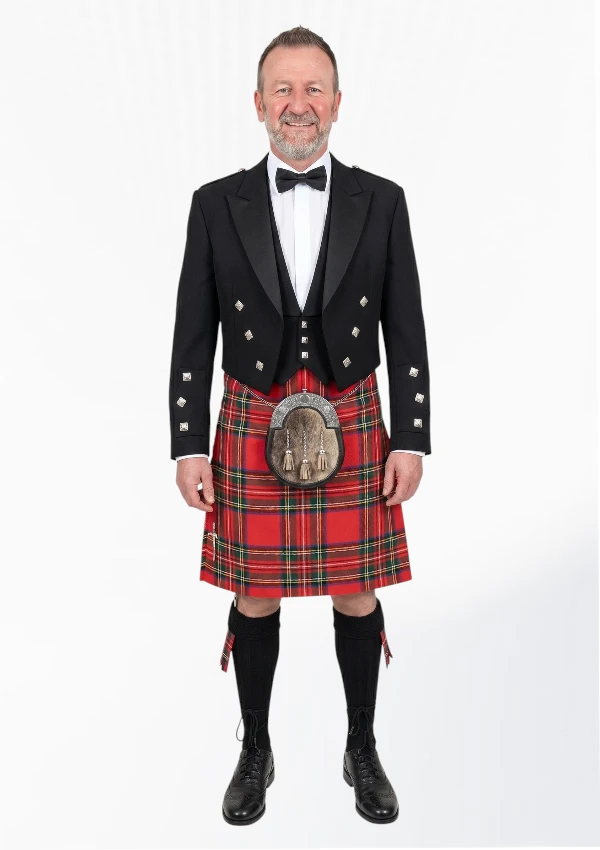 Black Prince Charlie Kilt Outfit For Men's Front