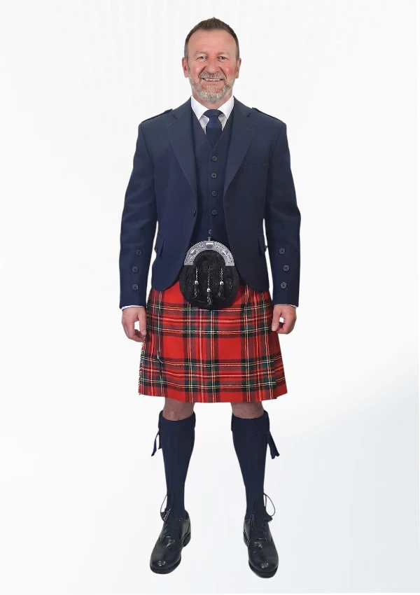 Blue Argyle Wedding Kilt Outfit For Sale Front