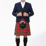 Blue Argyle Wedding Kilt Outfit Front