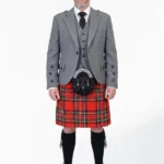 Grey Argyle Kilt Outfit For Men Front