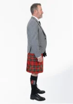 Grey Argyle Kilt Outfit For Men Right Side