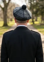 Grey Night Tartan Tam o Shanter Hat Back View