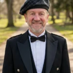 Grey Night Tartan Tam o Shanter Hat Front View