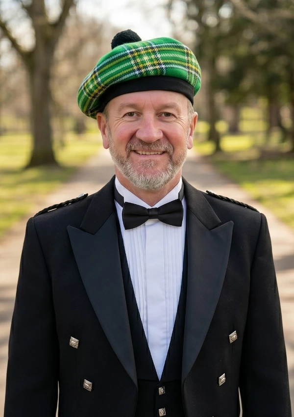 Irish National Tartan Tam o Shanter Hat Front View