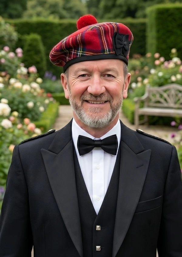 Royal Stewart Tartan Balmoral Hat Front View