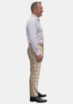 Beige Tartan Trouser Men Rght