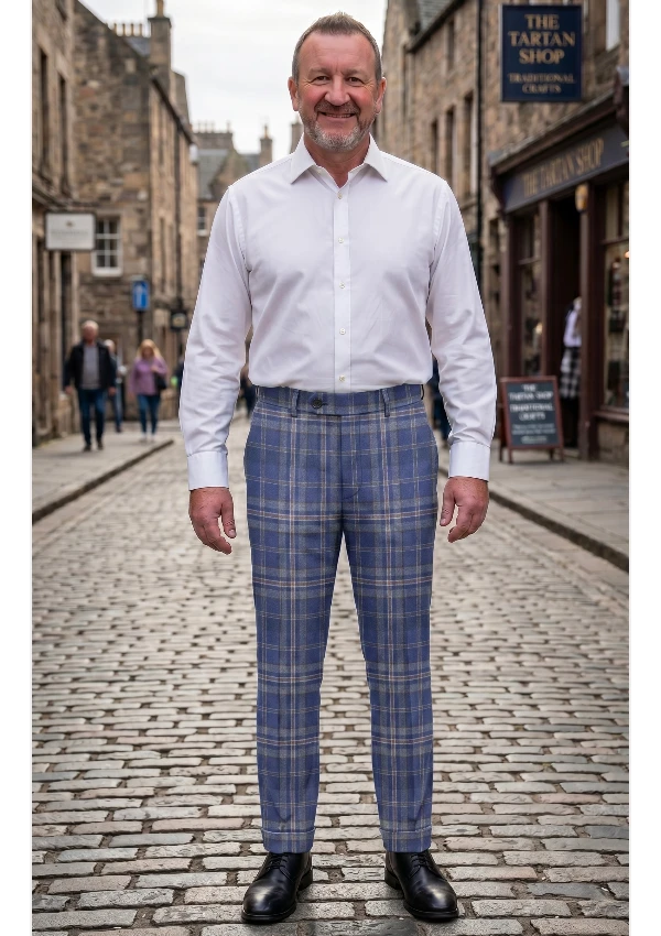 Hand Made Arran Mist Tartan Trouser