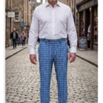 Hand Made Bannockbane Light Blue Tartan Trouser