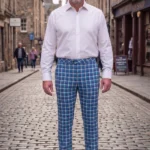 Hand Made Bannockbane Light Blue Tartan Trouser