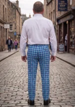 Hand Made Bannockbane Light Blue Tartan Trouser Back