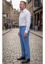 Hand Made Bannockbane Light Blue Tartan Trouser Left