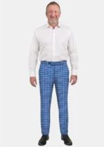 Hand Made Bannockbane Light Blue Tartan Trouser Men Front