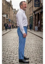 Hand Made Bannockbane Light Blue Tartan Trouser Right