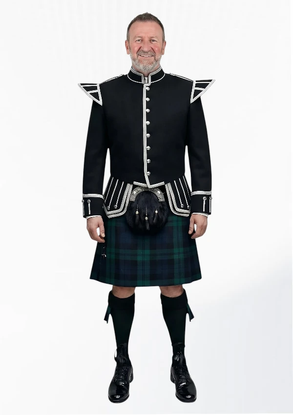 Black Watch Tartan Doublet Kilt Outfit Front