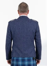 Blue Tweed Argyle Kilt Jacket With Vest Back View