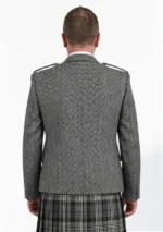 Veste de Kilt Argyle Décontractée en Tweed Gris Clair avec Gilet Vue Arrière