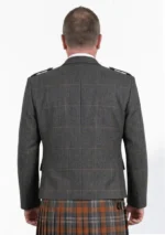 Charcoal Grey Tweed Argyle Kilt Jacket With Vest Back View
