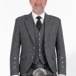 Antraciet Visgraat Tweed Argyle Jas Voorkant
