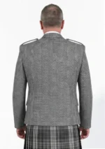 Dark Grey Tweed Argyle Kilt Jacket With Vest Back View