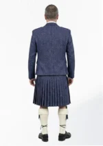 Dark Navy Blue Tweed Kilt with Dark Navy Blue Tweed Argyle Jacket Kilt Outfit Back
