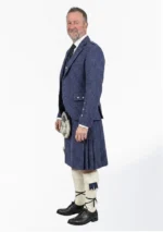Dark Navy Blue Tweed Kilt with Dark Navy Blue Tweed Argyle Jacket Kilt Outfit Left Side