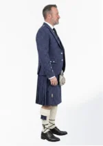 Dark Navy Blue Tweed Kilt with Dark Navy Blue Tweed Argyle Jacket Kilt Outfit Right Side