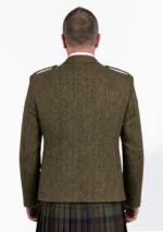 Donker Olijfgroene Tweed Argyle Jas Achterkant