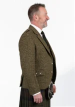 Donker Olijfgroene Tweed Argyle Jas Rechterzijde