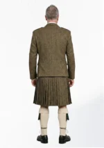 Dark Olive Green Tweed Kilt With Dark Olive Green Tweed Argyle Jacket kilt Outfit Back