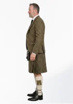 Dark Olive Green Tweed Kilt With Dark Olive Green Tweed Argyle Jacket kilt Outfit Left Side