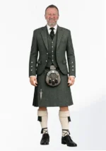 Dark Teal Blue & Green Tweed Kilt with Dark Teal Blue & Green Tweed Argyle Jacket Kilt Outfit Front