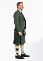 Dark Teal Blue & Green Tweed Kilt with Dark Teal Blue & Green Tweed Argyle Jacket Kilt Outfit Right Side