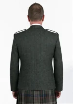Dark Teal Or Blue & Green Tweed Argyle Jacket Back View