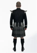 Grey Watch Tartan Doublet Kilt Outfit Back