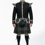 Grey Watch Tartan Doublet Kilt Outfit Front