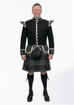 Grey Watch Tartan Doublet Kilt Outfit Front