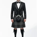 Grey Watch Tartan Prince Charlie Kilt Outfit Front
