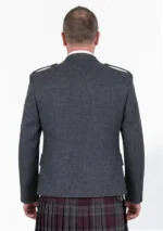 Chaqueta de Kilt Argyle de Lana Gris con Chaleco Vista Trasera
