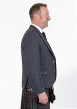 Chaqueta de Kilt Argyle de Lana Gris con Chaleco Vista Lateral Derecha