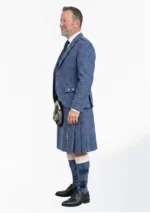 Indigo Blue Tweed Kilt With Indigo Blue Tweed Argyle Jacket Kilt Outfit Left Side
