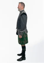 Irish National Tartan Doublet Kilt Outfit with Dark Grey Jacket Left Side