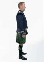 Irish National Tartan Doublet Kilt Outfit with Navy Blue Jacket Right Side