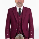 Magenata Tweed Argyle Kilt Jacket With Vest Front View