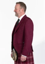 Magenata Tweed Argyle Kilt Jacket With Vest Left Side View