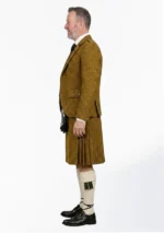Mustard Yellow Tweed Kilt With Mustard Yellow Tweed Argyle Jacket Kilt Outfit Left Side