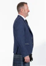 Navy Blue Wool Argyle Kilt Jacket With Vest Right Side View