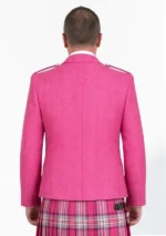 Pink Tweed Argyle Kilt Jacket With Vest Back View