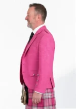 Pink Tweed Argyle Kilt Jacket With Vest Left Side View
