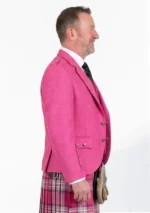 Pink Tweed Argyle Kilt Jacket With Vest Right Side View